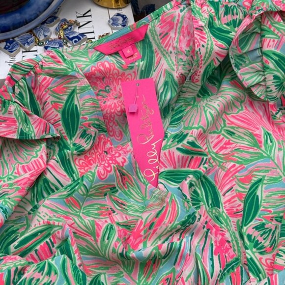 🆕 LILLY PULITZER 🧿 NWT Taviana Stretch Dress, Coming in Hot Blue Horizon, Sz 4 - Picture 10 of 13